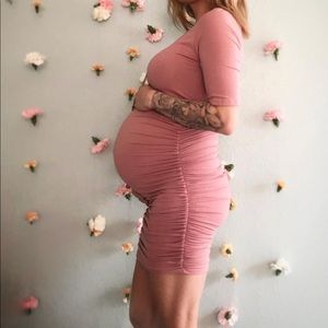 Motherbee Maternity Pink Body Con Dress